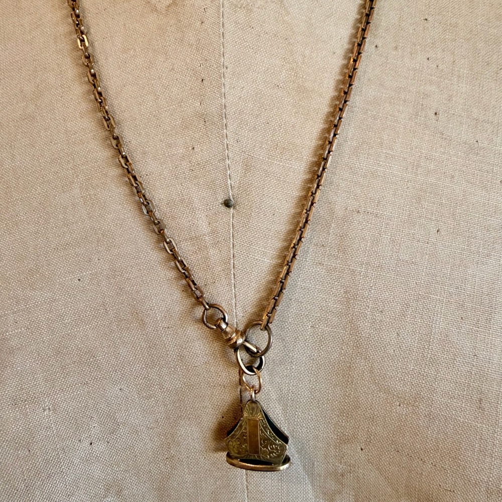 Vintage Victorian Gold-filled Watchfob Pendant Necklace - Picture 6 of 7